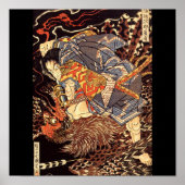 Samurai killing Tengu/bird Painting, c. 1800's ポスター (正面)