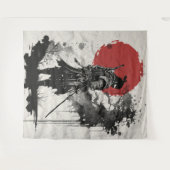 Samurai-Krieger, umgeben von Tintenspritzern. タペストリー (正面(横))