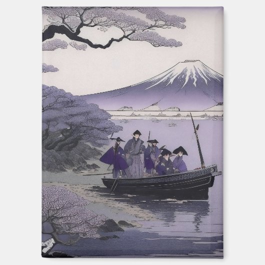 Samurai Magnet Mount Fuji Japanese Art マグネット (正面)