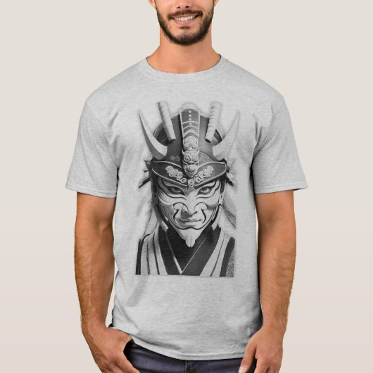 Samurai Mask Grey Tee Tシャツ (正面)