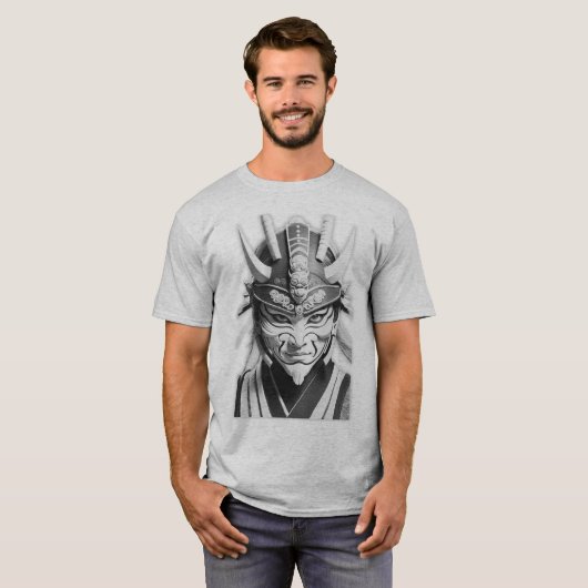 Samurai Mask Grey Tee Tシャツ (正面フル)