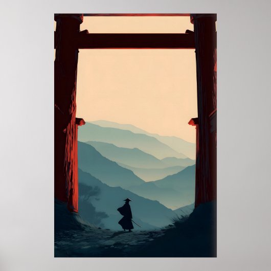 Samurai Mountain Poster Lone Swordsman, Torii ポスター (正面)