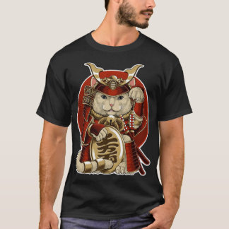 samurai neko from japanese lucky cat tシャツ