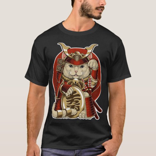 samurai neko from japanese lucky cat tシャツ (正面)