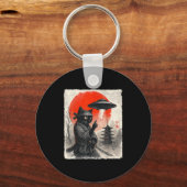 Samurai Ninja Cat Warrior Ufo Japanese Anime Gifts キーホルダー (正面)