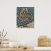 Samurai on Horseback circa 1830 ポスター (キッチン)