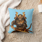 Samurai Orange Cat - Japanese Art Throw Pillow クッション (ブランケット)