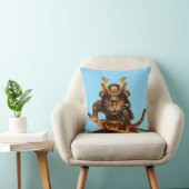 Samurai Orange Cat - Japanese Art Throw Pillow クッション (椅子)