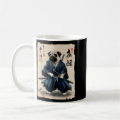 Samurai Pug Japanese Anime Dog Pug Lover Funny For コーヒーマグカップ (左)