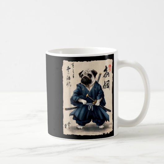 Samurai Pug Japanese Anime Dog Pug Lover Funny For コーヒーマグカップ (右)
