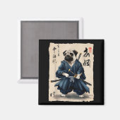 Samurai Pug Japanese Anime Dog Pug Lover Funny For マグネット (正面/裏面)