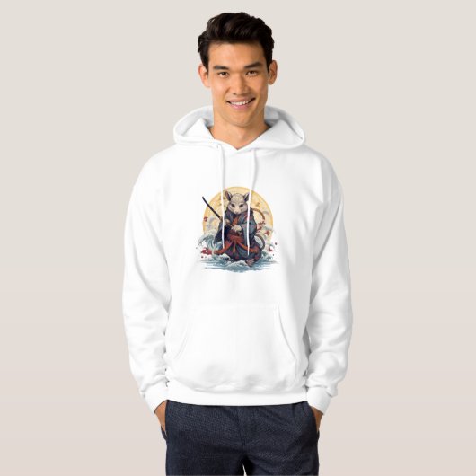  Samurai rat  Adult Pullover Hoodie パーカ (正面フル)