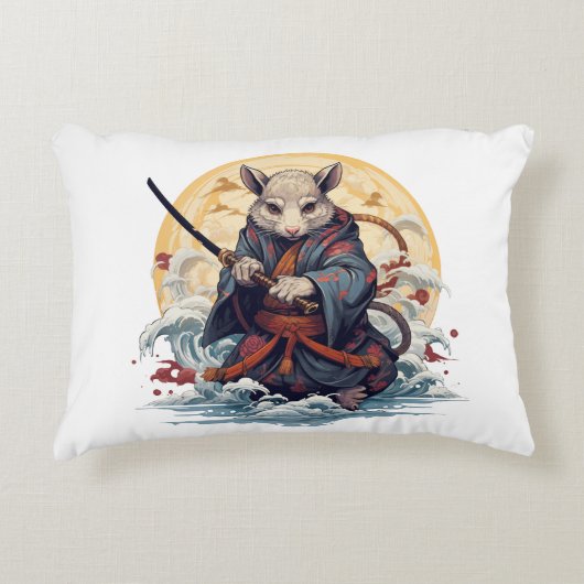 Samurai Rat Throw Pillows アクセントクッション (正面)