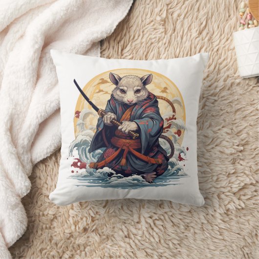 Samurai Rat Throw Pillows クッション (ブランケット)