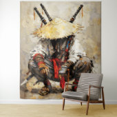 Samurai Resting Palette Knife Orange Impasto タペストリー (インサイチュ)