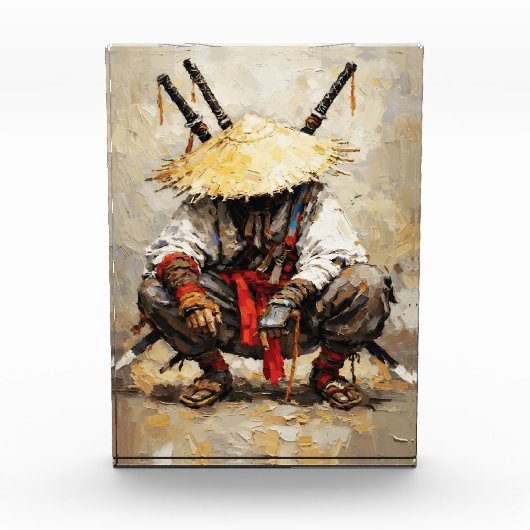 Samurai Resting Palette Knife Orange Impasto フォトブロック (正面)