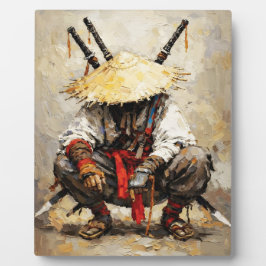 Samurai Resting Palette Knife Orange Impasto フォトプラーク
