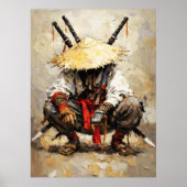 Samurai Resting Palette Knife Orange Impasto ポスター (正面)