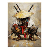 Samurai Resting Palette Knife Orange Impasto ポスター (正面)