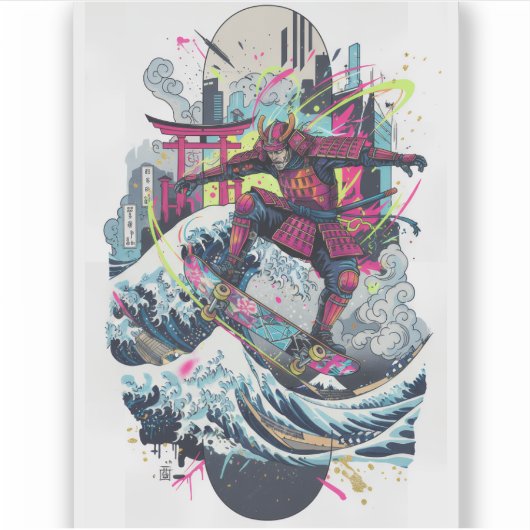 Samurai Skateboard Art – Japanese Spirit & Street シール (正面)