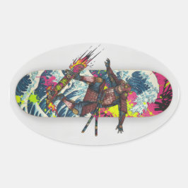Samurai Skateboard Art – Japanese Spirit & Street  楕円形シール