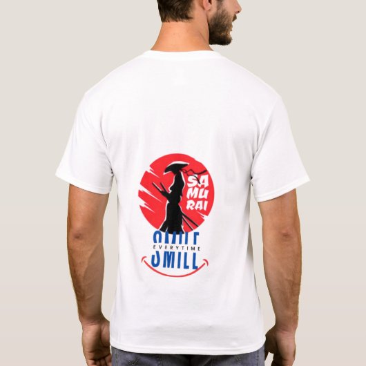 Samurai Smile Unique Warrior Design Tシャツ (裏面)