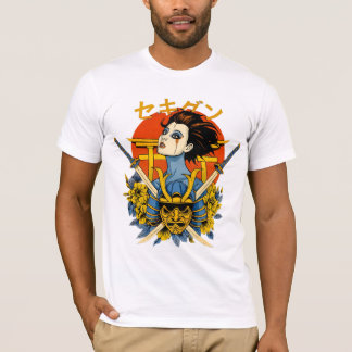 Samurai Spirit: 双剣を持つ日本女性 Tシャツ