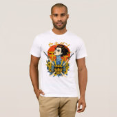Samurai Spirit: 双剣を持つ日本女性 Tシャツ (正面フル)