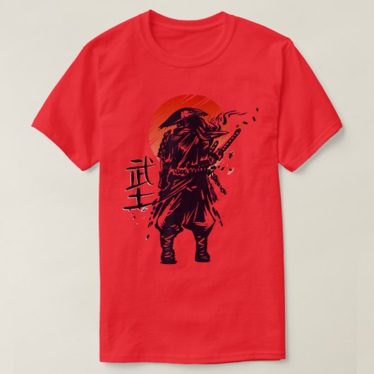 Samurai Sunset Japanese Warrior Anime Sword Katana Tシャツ (デザイン正面)