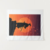 Samurai Sunset Tapestry – Bold Minimalist Wall Art タペストリー (正面(横))