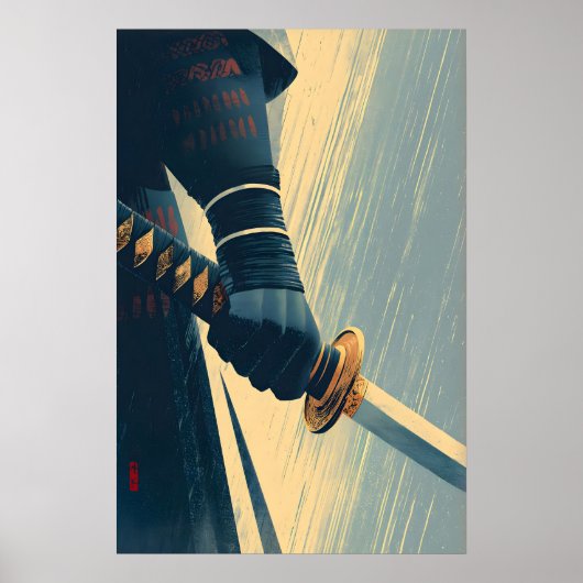 Samurai Sword Wall Art Distressed Poster Style ポスター (正面)
