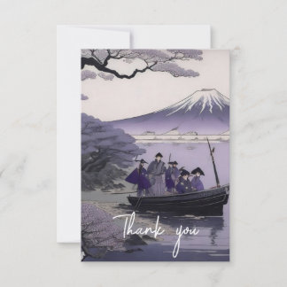 Samurai Thank You Card Mount Fuji Japanese Art サンキューカード