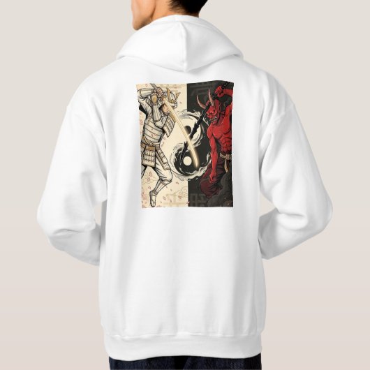 Samurai vs Japanese Oni Demon Dual Yin Yang Graphi パーカ (裏面)