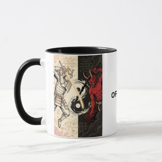Samurai vs Japanese Oni Demon Dual Yin Yang Graphi マグカップ (左)