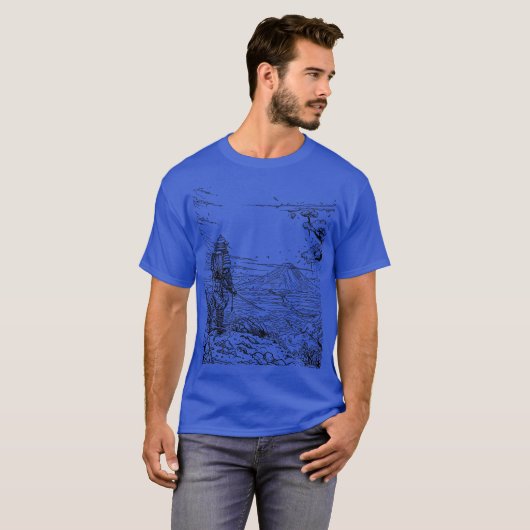 Samurai warrion in the front of fuji tシャツ (正面フル)