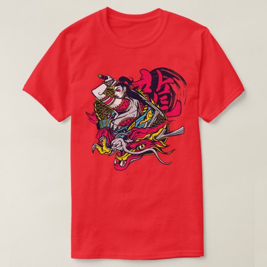 Samurai Warrior and Dragon Tシャツ (デザイン正面)