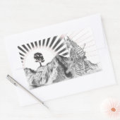 Samurai warrior and raising sun - M1 長方形シール (封筒)