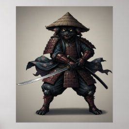 Samurai Warrior Black Cat  ポスター