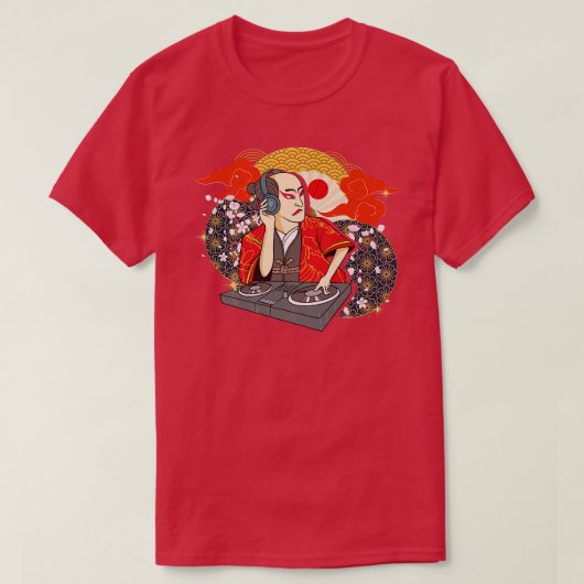 Samurai Warrior Bushidoコード日本のDJ M剣士 Tシャツ (デザイン正面)