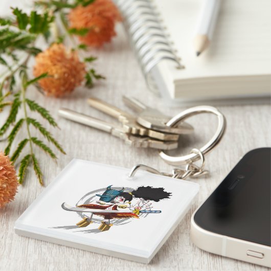 Samurai Warrior Chibi Demon Mask キーホルダー (正面右)