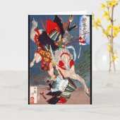 Samurai Warrior Fighting on a Horse, Yoshitoshi カード (黄色い花)