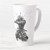 Samurai Warrior in Action Japanese Art Ceramic  カフェラテマグ (右アングル)