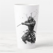 Samurai Warrior in Action Japanese Art Ceramic  カフェラテマグ (正面)