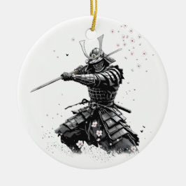 Samurai Warrior in Action Japanese Art Ceramic  セラミックオーナメント