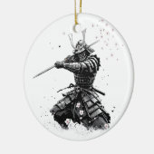 Samurai Warrior in Action Japanese Art Ceramic  セラミックオーナメント (左)