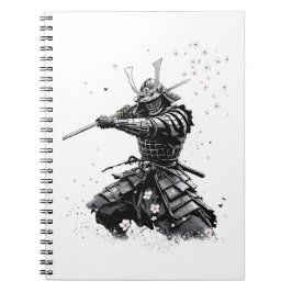 Samurai Warrior in Action Japanese Art Ceramic  ノートブック