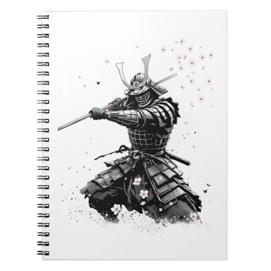 Samurai Warrior in Action Japanese Art Ceramic ノートブック (正面)