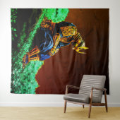 Samurai Warrior in Golden Armor – Epic Japanese タペストリー (インサイチュ(横))