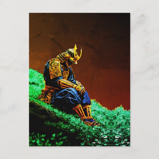 Samurai Warrior in Golden Armor – Epic Japanese ポストカード (正面)