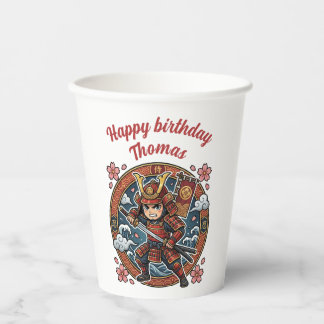 Samurai Warrior Japan Anime Chibi Gamer Birthday 紙コップ